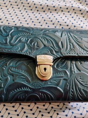 Patricia Nash Burnished Tooled Collection Indigo Crossbody Bag